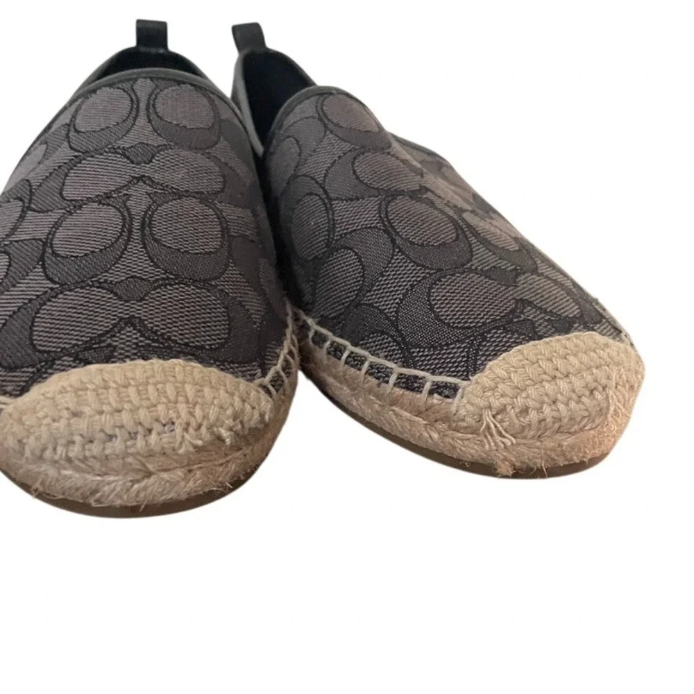 Coach Codi Signature Jacquard Espadrille Flats Black 8.5B w/ Box